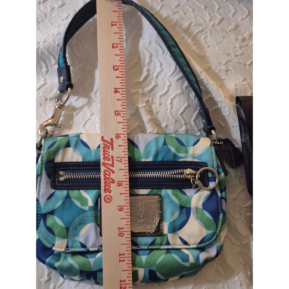 💥 Vintage COACH Poppy Kaleidoscope Small Shoulder Bag Teal Blue Geometric Y2K - Picture 14 of 15